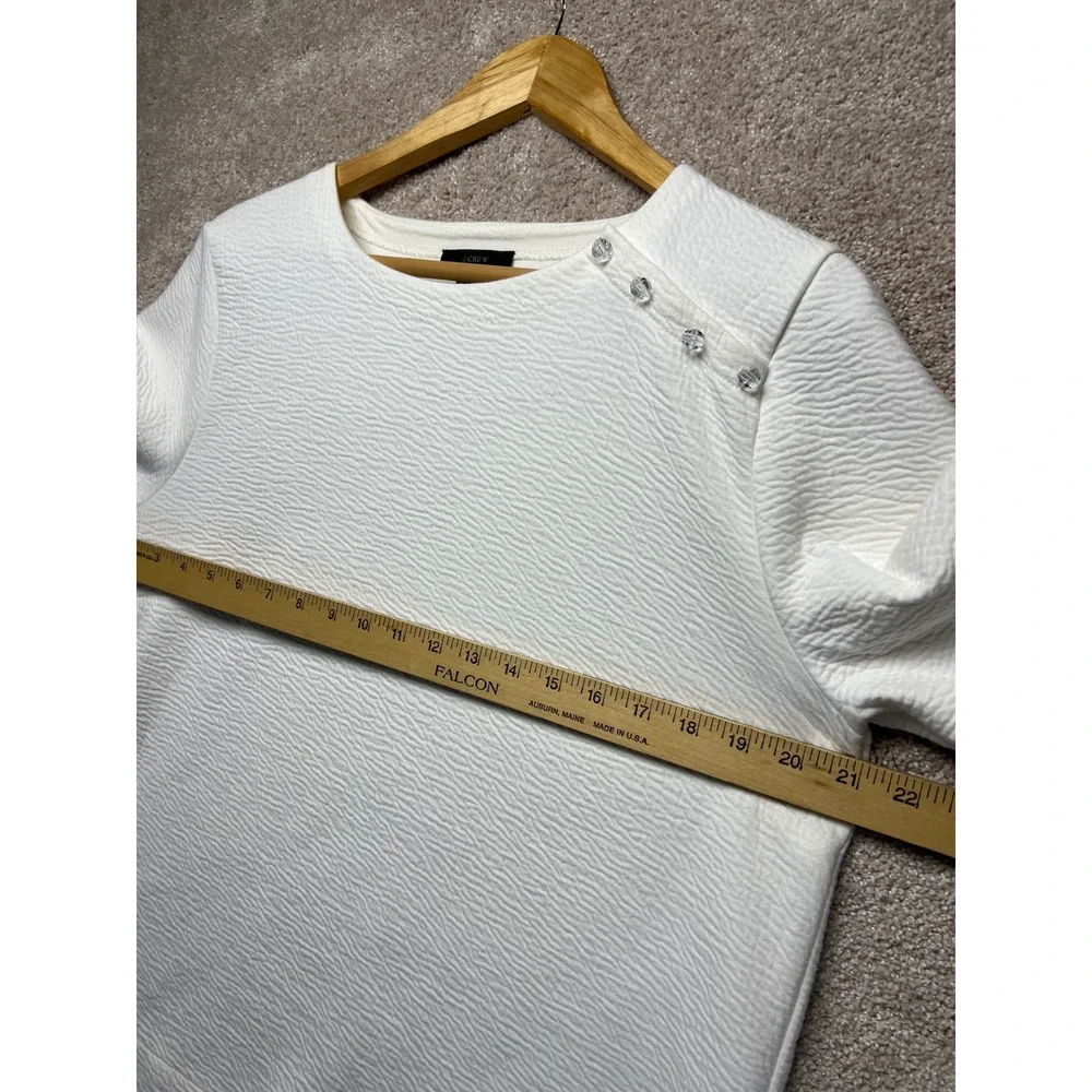 J. Crew Textured Crew Neck Sweatshirt Cream XL‎ Button Detail Preppy Coastal